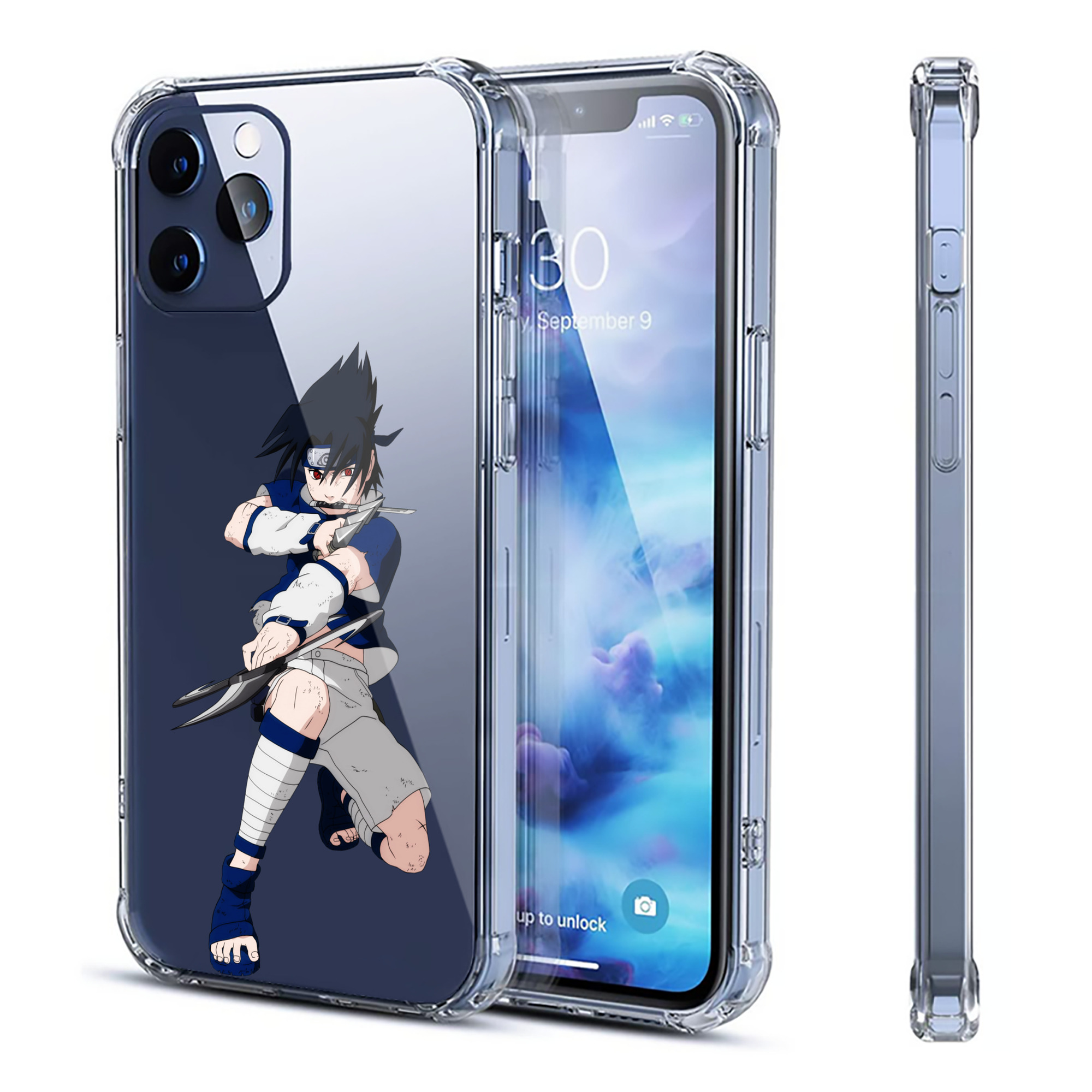 （画像用） NARUTO -ナルト- うちは サスケ Uchiha Sasuke 【iPhone 12シリーズ対応】透明スマホケース（クリアソフトケース）